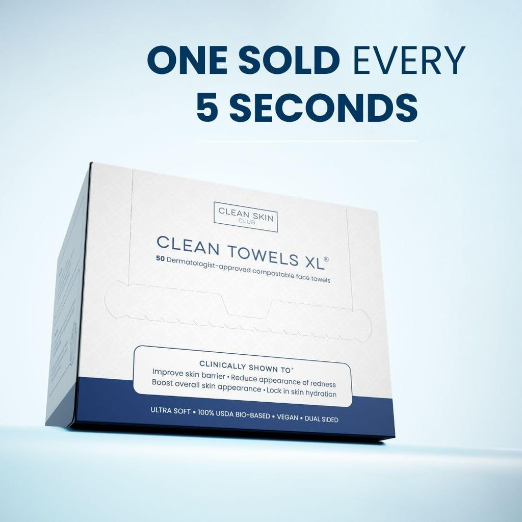 Clean Skin Club Clean Towels XL™, 100% USDA Biobased Face Towel