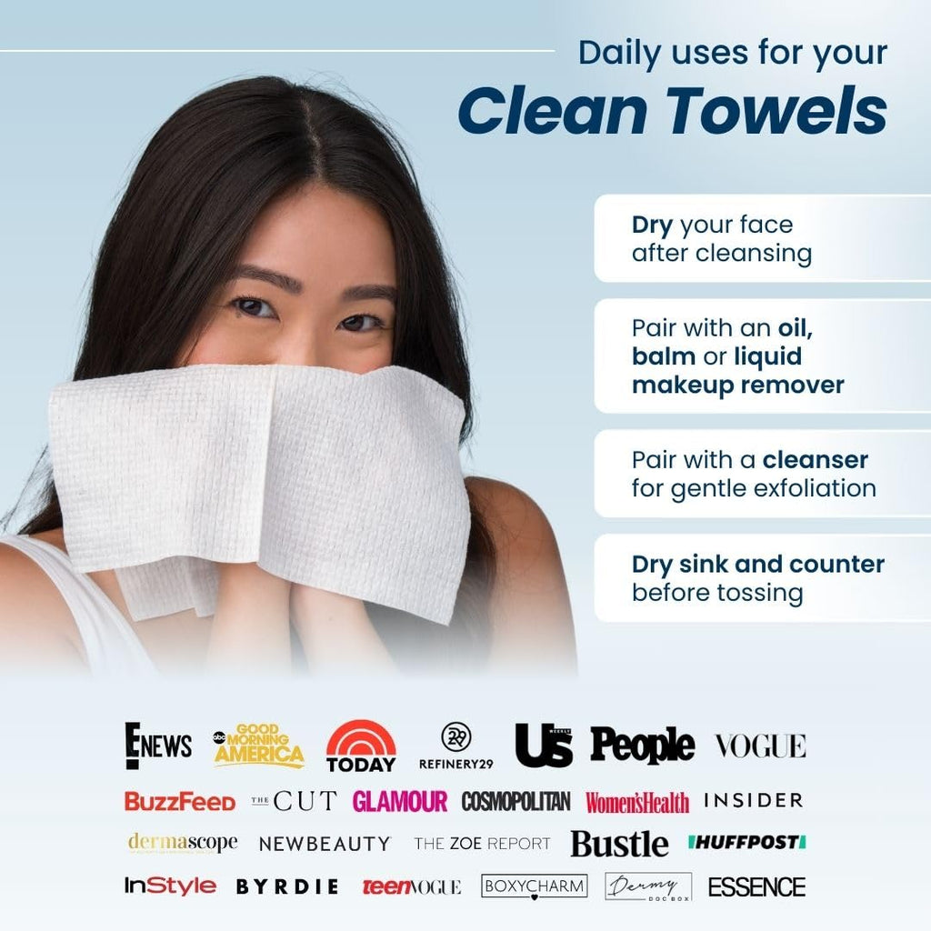 Clean Skin Club Clean Towels XL™, 100% USDA Biobased Face Towel