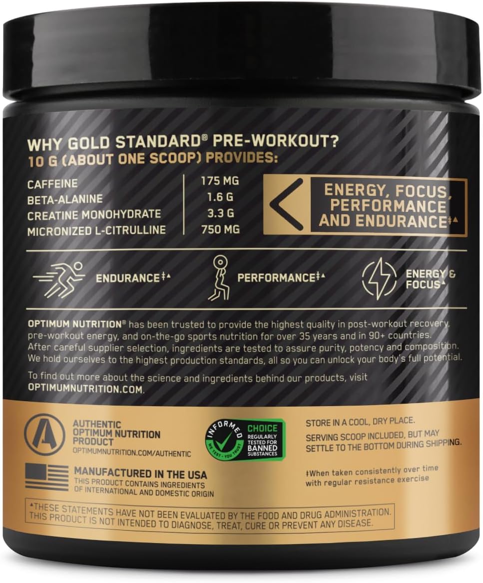 OPTIMUM NUTRITION Gold Standard Pre-Workout with Creatine, Beta-Alanine, and Caffeine for Energy