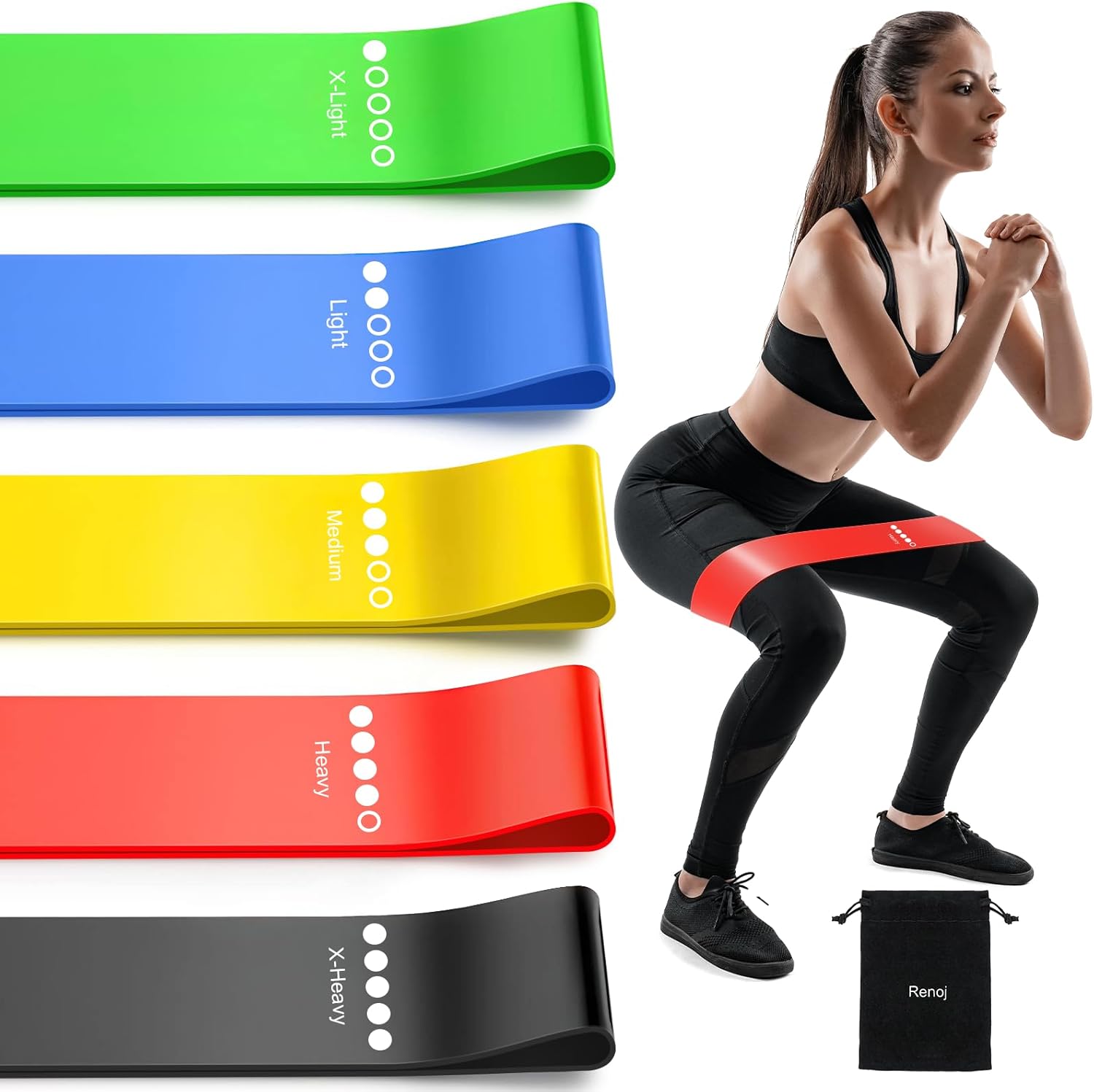 Resistance Bands for Working Out, Elastic Exercice Loop Bands for Physical Therapy, Yoga Starter Set of Stretch Bands for Booty Legs, Pilates Flexbands