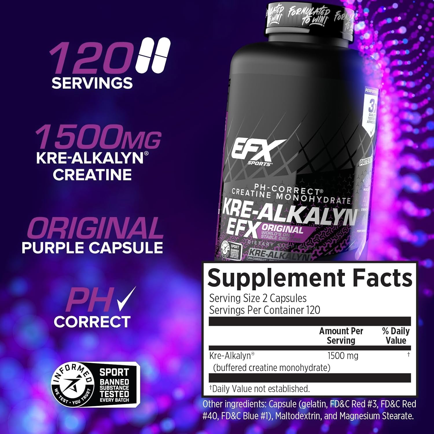 EFX Sports Kre-Alkalyn EFX – pH-Correct Creatine (240 Capsules)