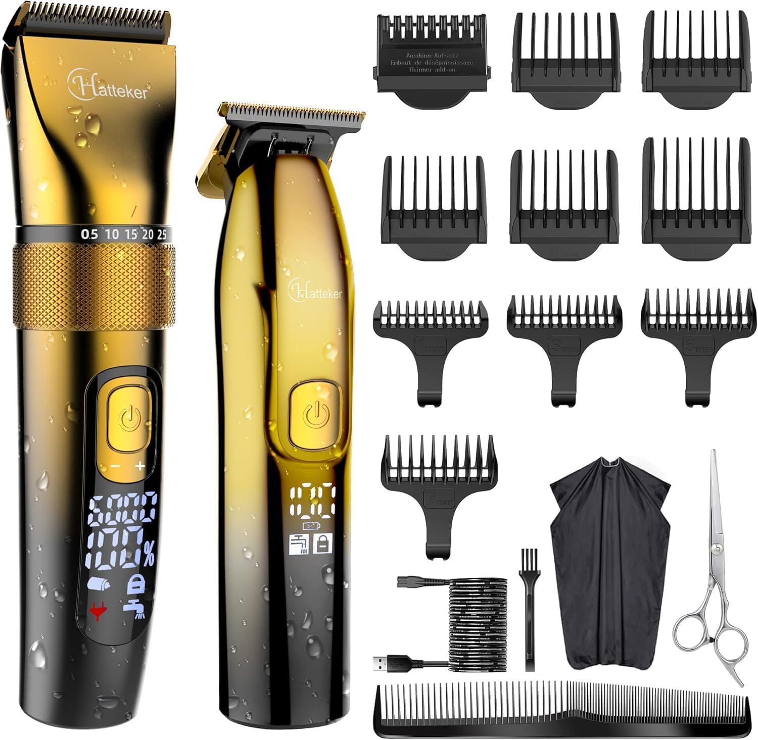 Hatteker™ Gold Edition Pro Grooming Kit Blade Trimmer Set