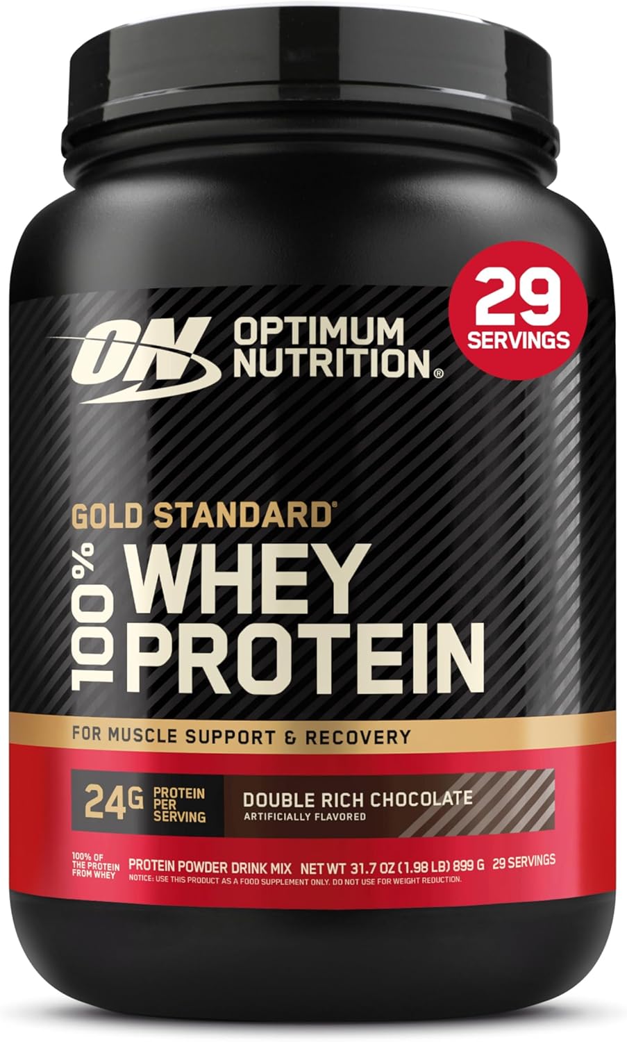 Optimum Nutrition Gold Standard 100% Whey Protein Powder, Double Rich Chocolate, 2 Pound