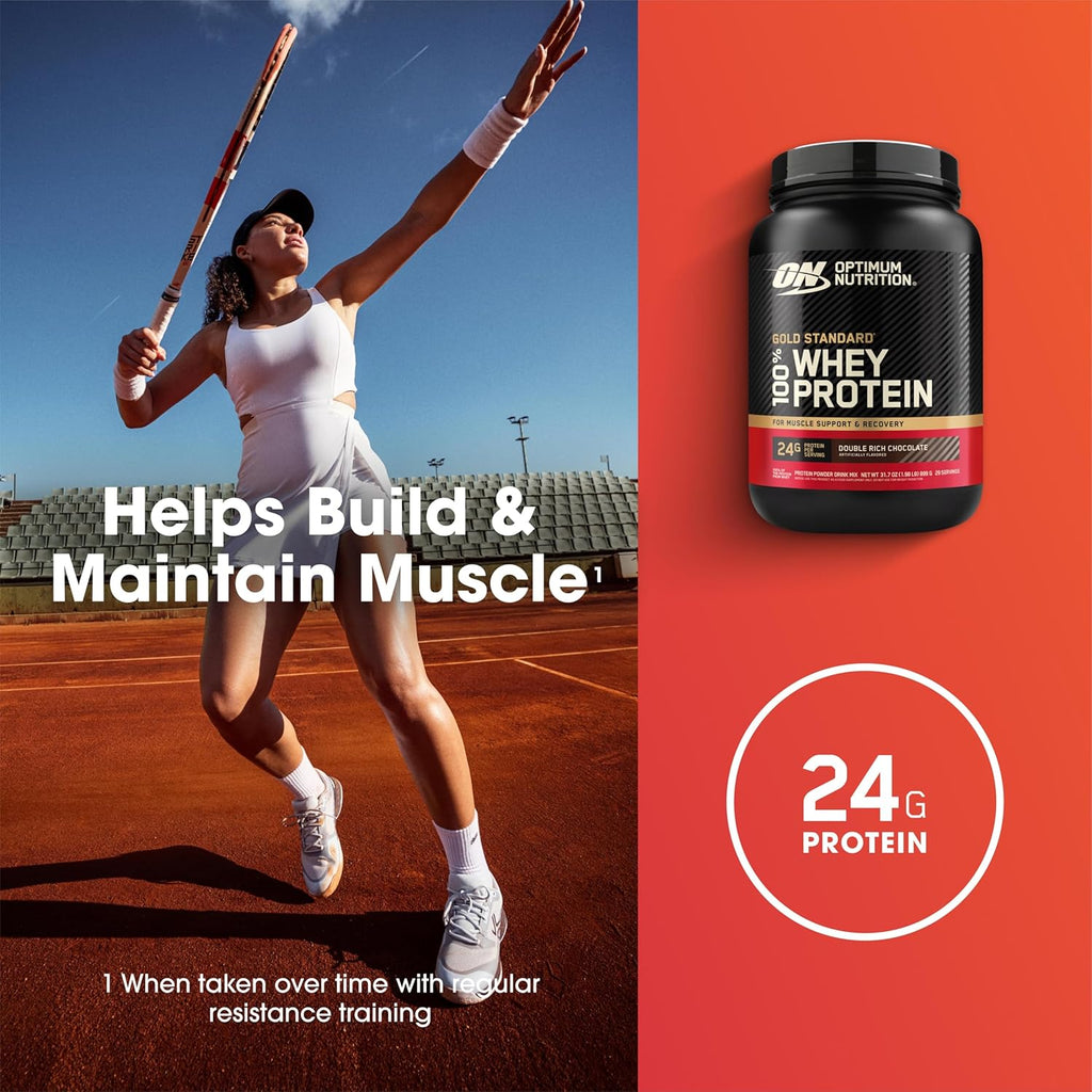 Optimum Nutrition Gold Standard 100% Whey Protein Powder, Double Rich Chocolate, 2 Pound