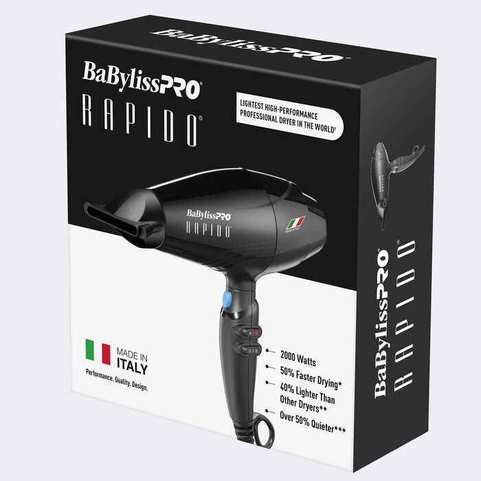 Rapido Black Dryer – Italian-Made Power, Featherlight Precision