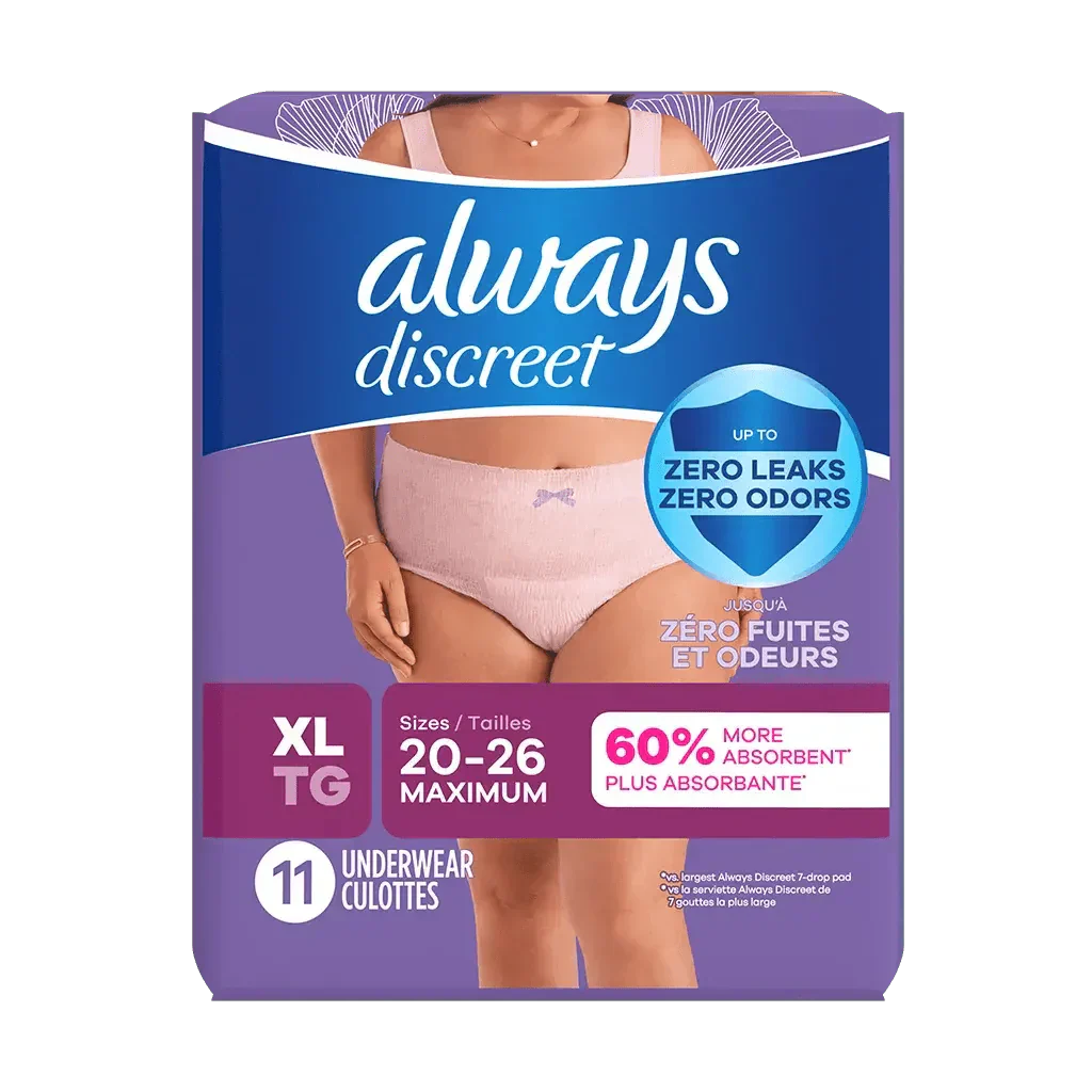 Always Discreet Maximum Protection Underwear.