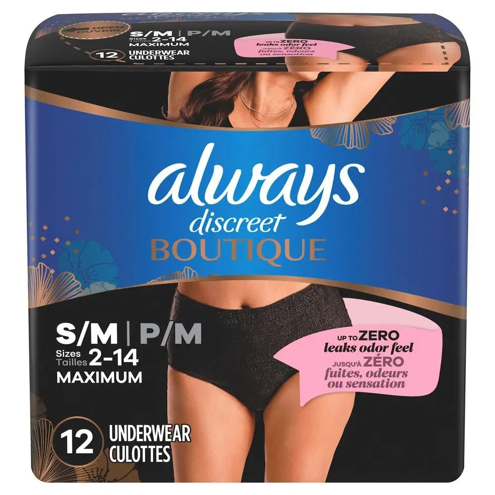 Always Discreet Maximum Protection Underwear.